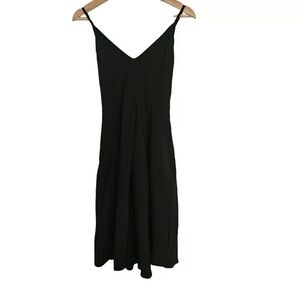 Black Spaghetti Strap V-Neck Dress